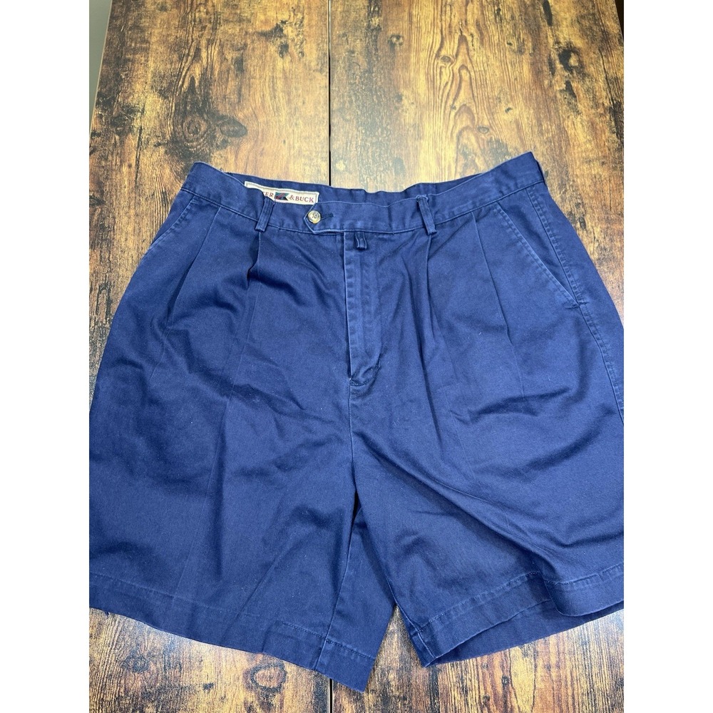 Cutter & Buck Men's Pleated Shorts Casual Size 36 Navy Blue